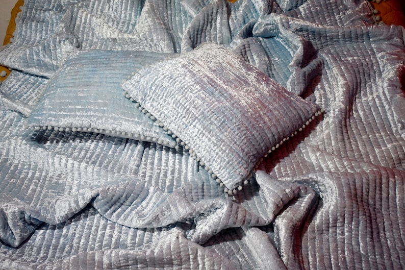 Grey Velvet bedding comforter donna velvet duvet velvet queen blanket king queen bedspread quilted bedroom throw king queen duvet best gift pillowcase velvet bedding velvet quilt handmade customized blanket boho blanket Kantha quilt mum Comforter