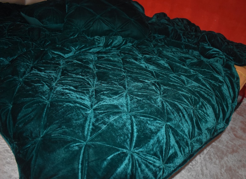 Emerald Green Velvet Quilt King Velvet Blanket Velvet Etsy