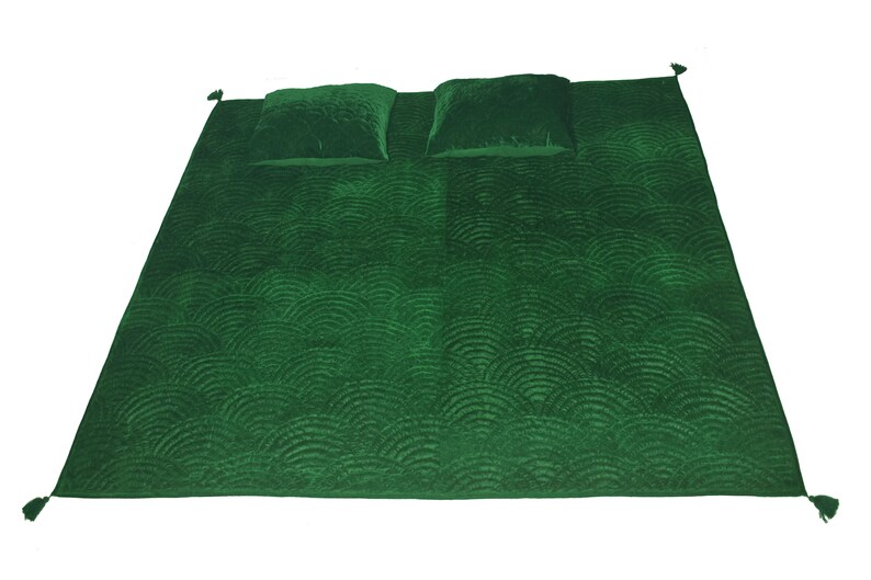 Emerald Green Velvet Quilt King Velvet Blanket Velvet Etsy