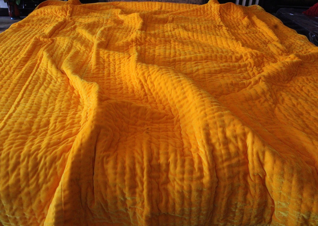 Yellow Velvet Quilt King Velvet Blanket Yellow Velvet Comforter Queen