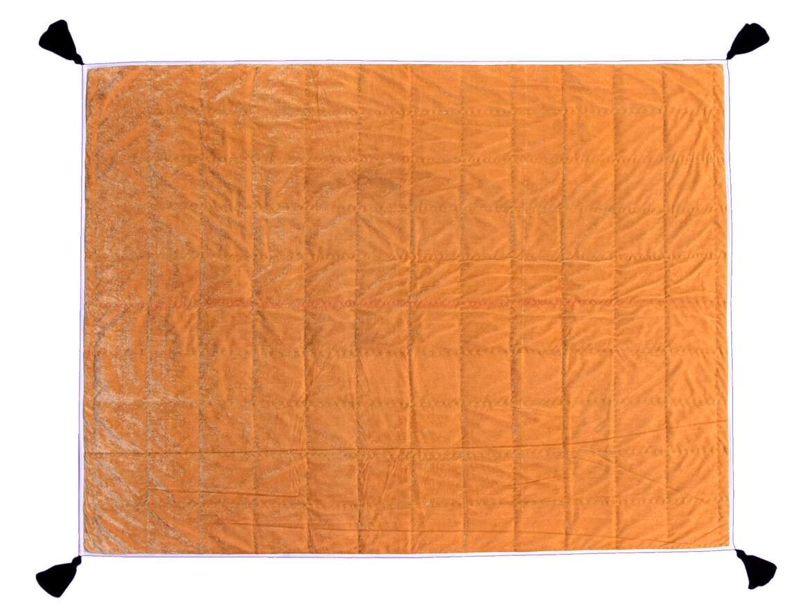 Gold Velvet Quilt Golden and ivory quilt Velvet Pick Stitch Etsy