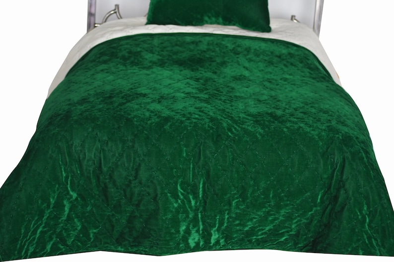 Emerald Green Velvet Quilt King Velvet Blanket Velvet Etsy