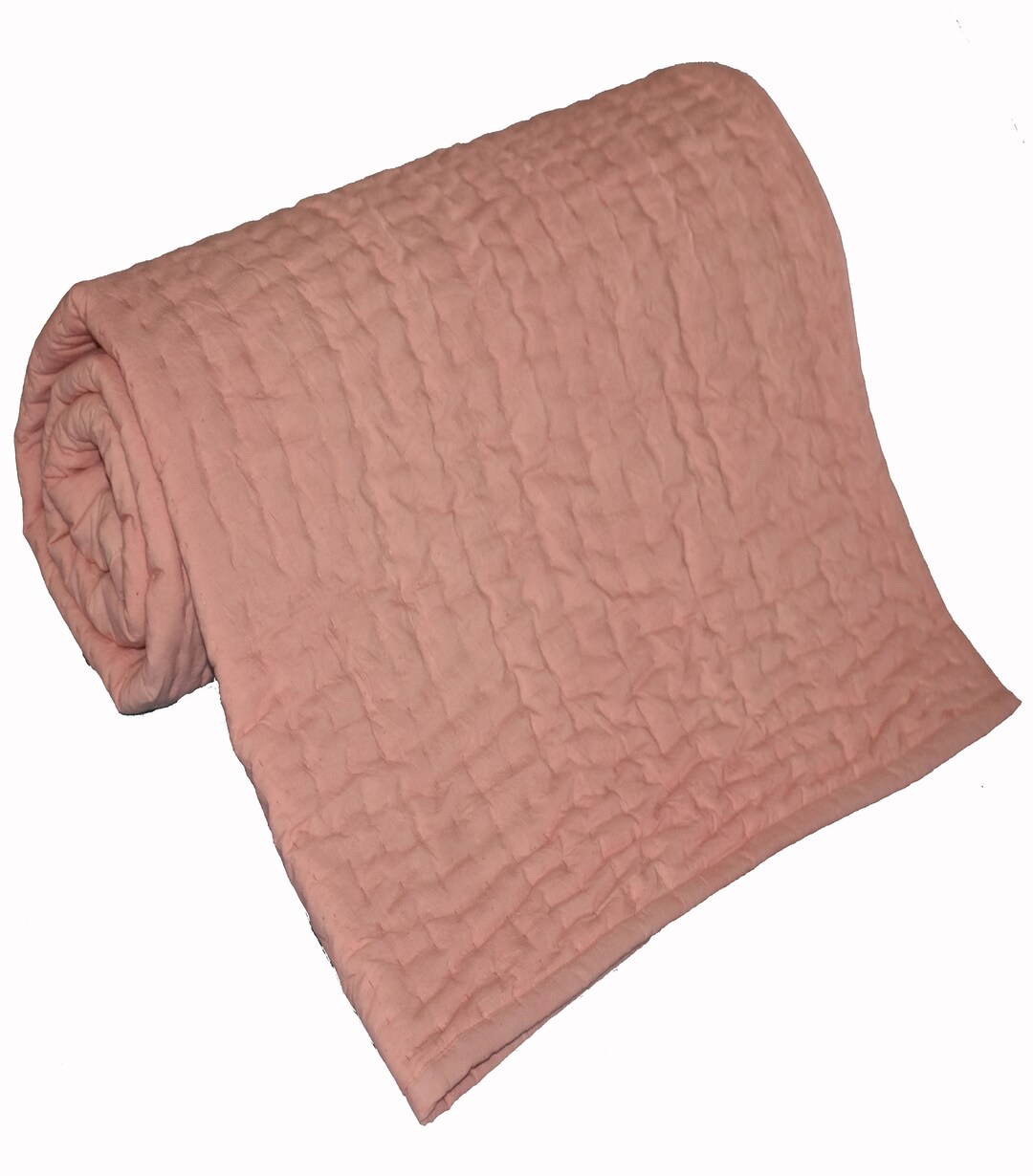 Apricot Cotton Comforter, Pick Stitch Quilt Blanket, Cotton Quilt