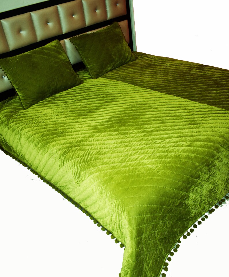 Olive Green Velvet Quilt King Velvet Blanket Velvet Comforter Etsy