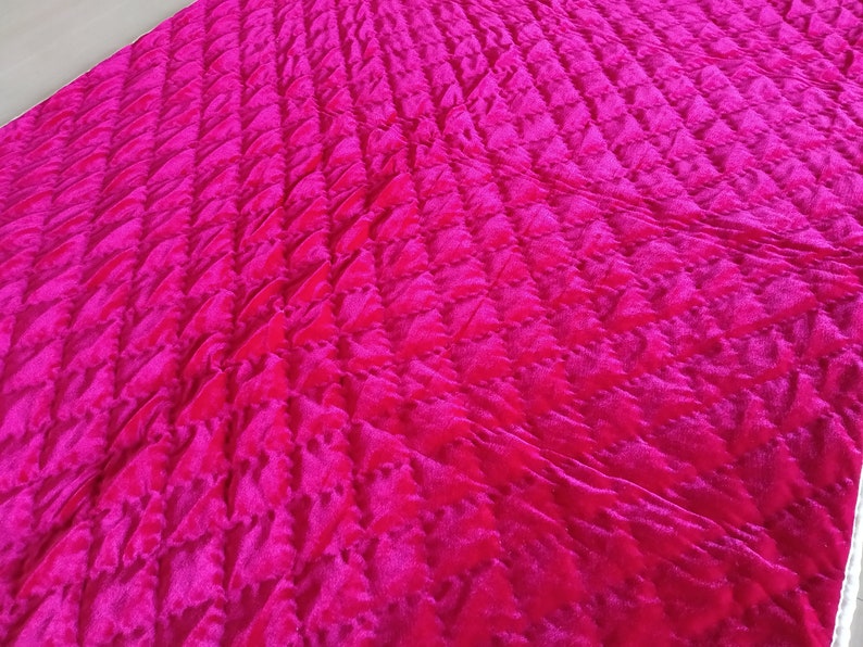 Fuchsia Velvet Comforter Hot Pink Velvet Quilt Fuchsia Etsy