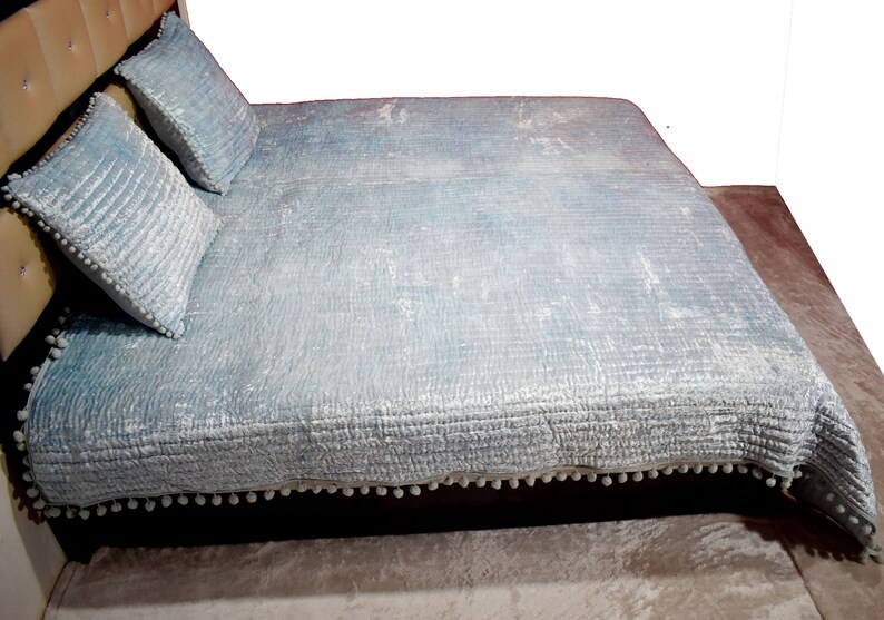 Grey Velvet bedding comforter donna velvet duvet velvet queen blanket king queen bedspread quilted bedroom throw king queen duvet best gift pillowcase velvet bedding velvet quilt handmade customized blanket boho blanket Kantha quilt mum Comforter