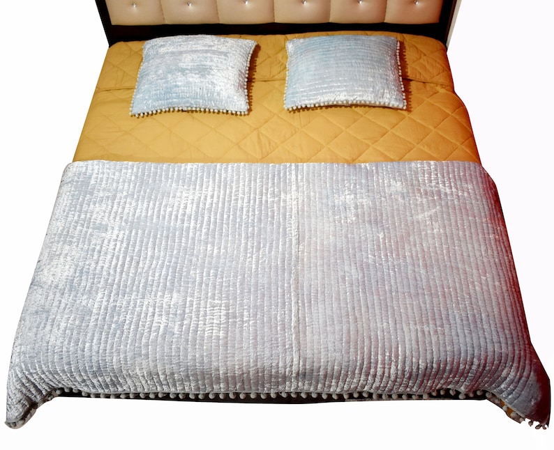 Grey Velvet bedding comforter donna velvet duvet velvet queen blanket king queen bedspread quilted bedroom throw king queen duvet best gift pillowcase velvet bedding velvet quilt handmade customized blanket boho blanket Kantha quilt mum Comforter