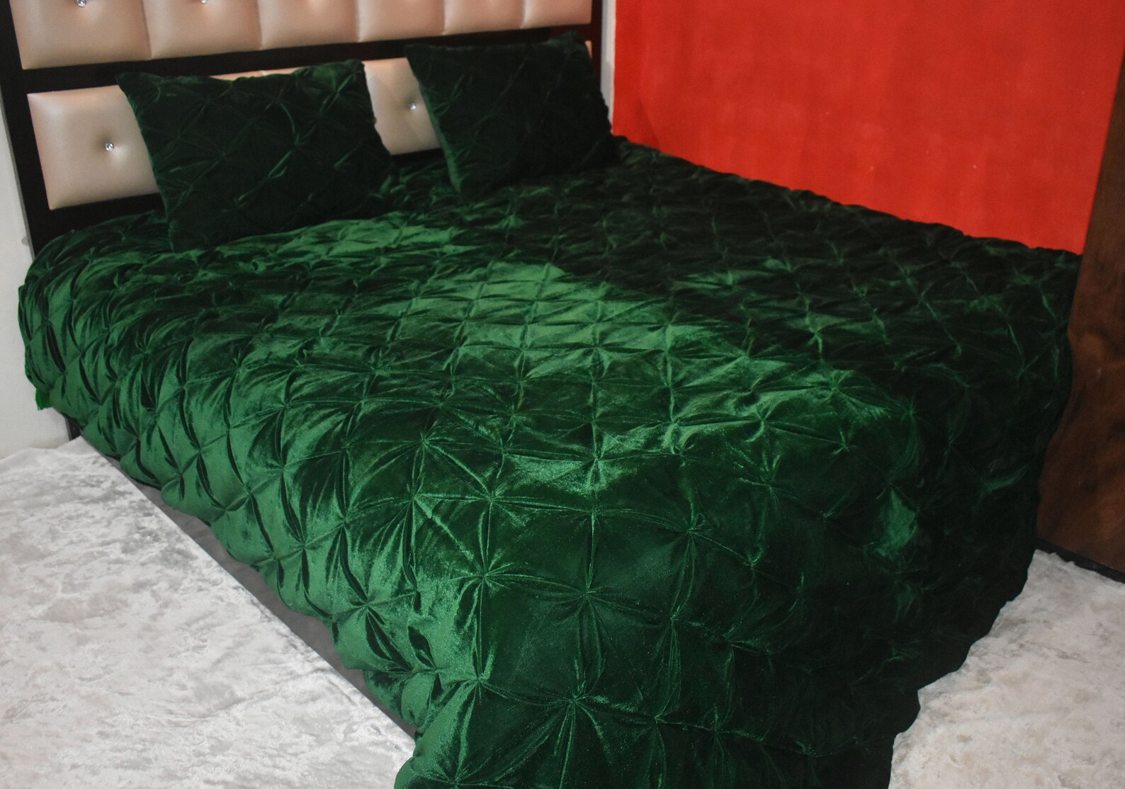 Emerald Green Velvet Quilt Emerald Green Luxury Comforter Etsy