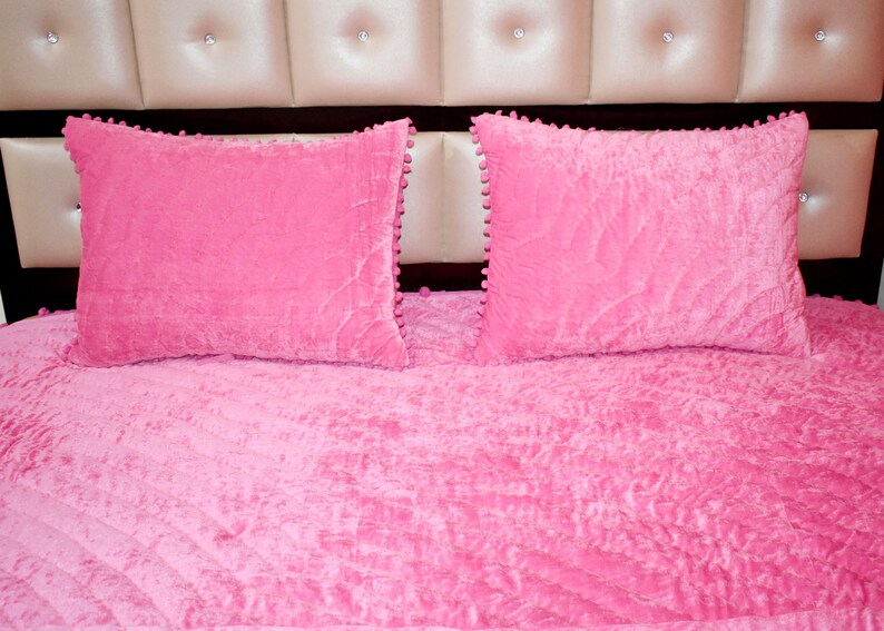 Baby Pink Velvet Quilt King Velvet Blanket Pink Velvet Etsy