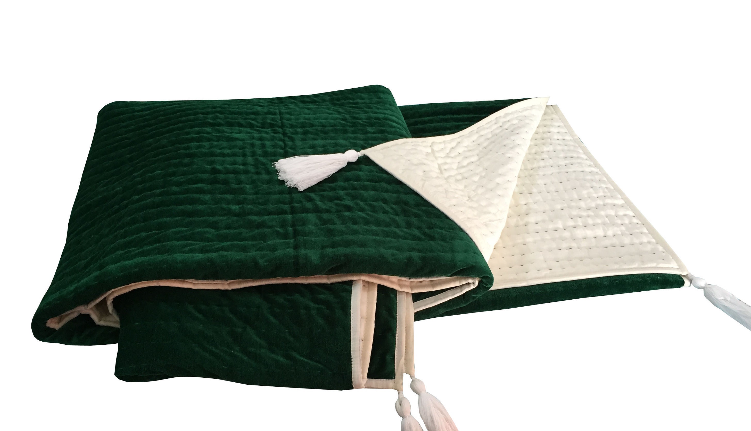 Emerald green Velvet Quilted Bedspread/Emerald green color Etsy