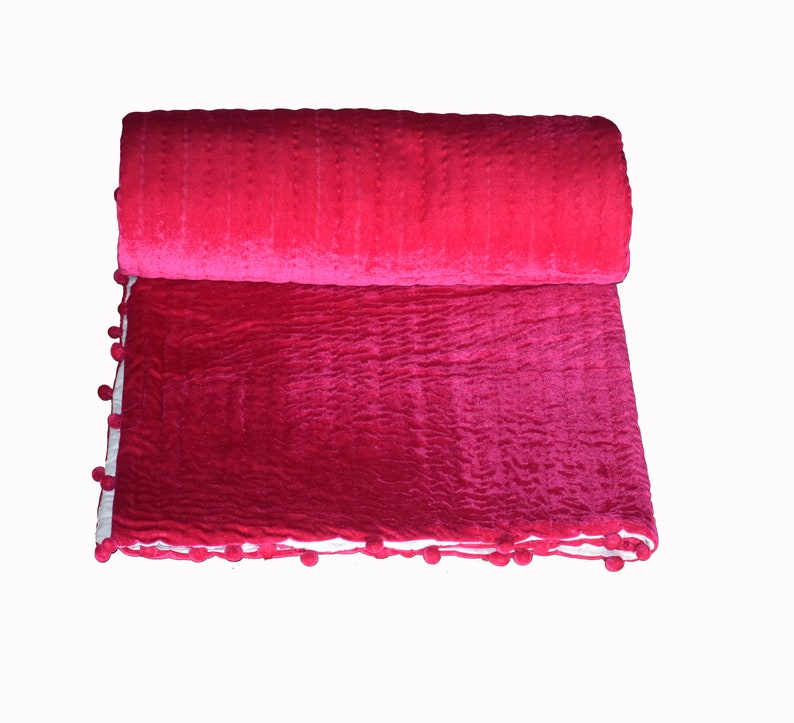 Fuchsia Velvet Quilt King Velvet Blanket Pink Velvet Comforter Etsy
