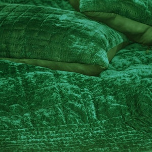 Emerald green Velvet Quilt Velvet Comforter Queen Quilt King Size Quilt Throws And Blankets Velvet Bedding Set Wedding Gift