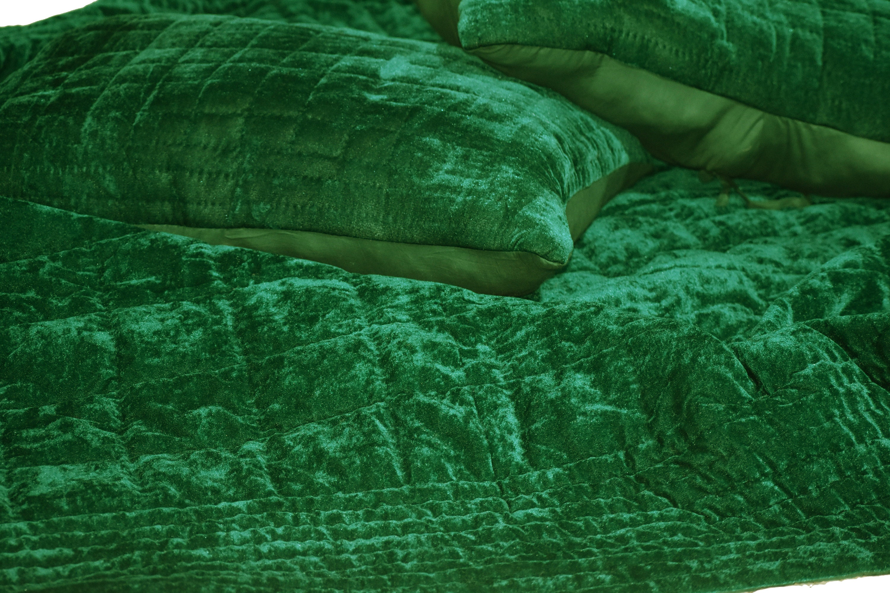 Emerald green Velvet Quilt custom size 280X300 cms