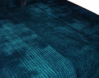 Trapunta in velluto verde acqua: biancheria da letto fatta a mano, regalo di nozze di lusso, coperte regalo di Capodanno