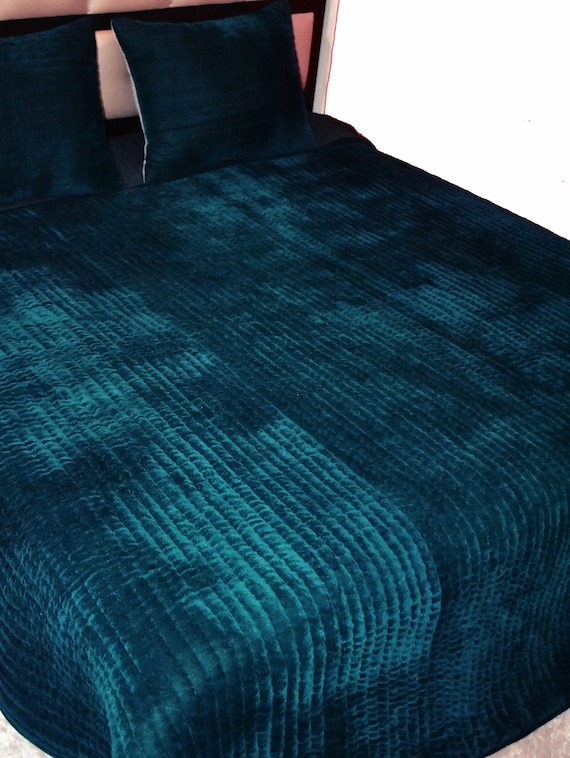 Teal Velvet Bedding Quilt Velvet Comforter Queen Quilt King Size Quilt Throws and Blankets Velvet Bedding Set Wedding Gift Etsy Canada
