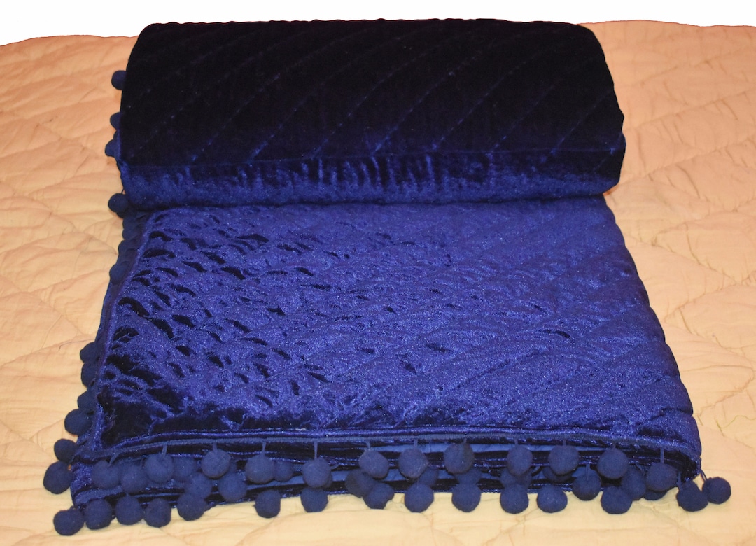 Navy Blue Velvet Quilt King Velvet Blanket Blue Velvet Comforter Queen