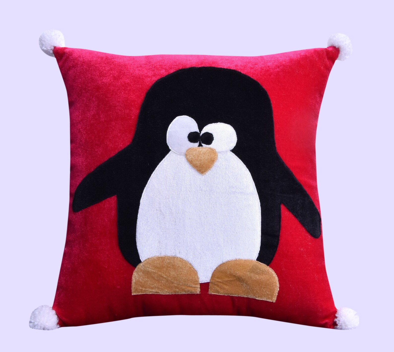 Penguin Throw Pillow Fuchsia Velvet Pillow Cover Sofa Etsy