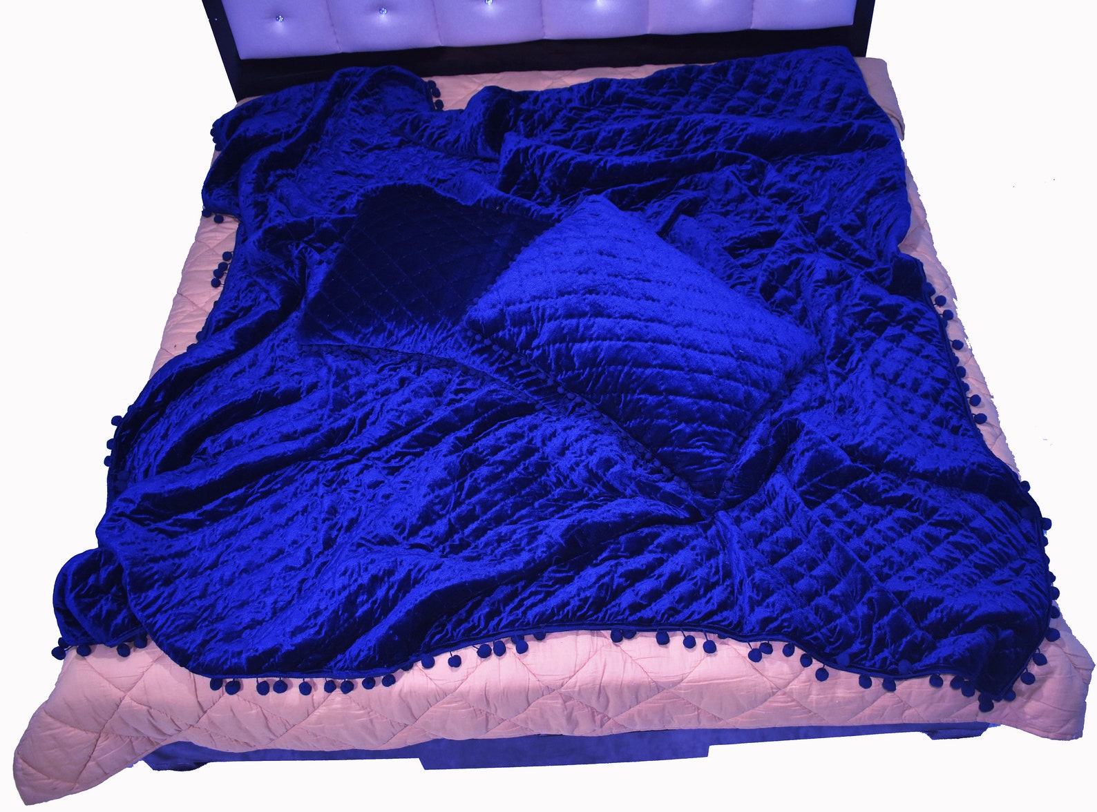 Royal Blue Velvet Quilt King Velvet Blanket Velvet Comforter Etsy