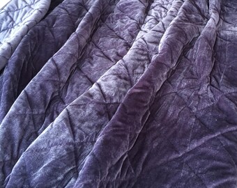 Grijze fluwelen quilt: handgestikt ruitpatroon, luxe beddengoed, dekens, Moederdagcadeau