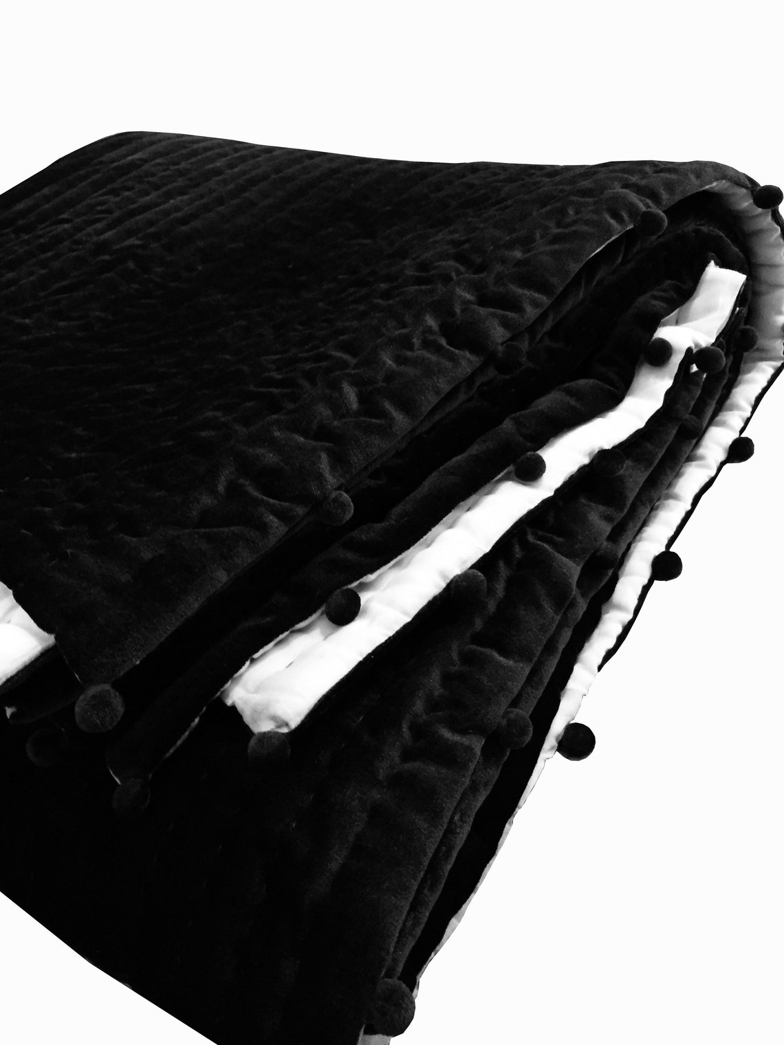 Black velvet dom quilt Velvet Comforter Velvet Blanket King Etsy