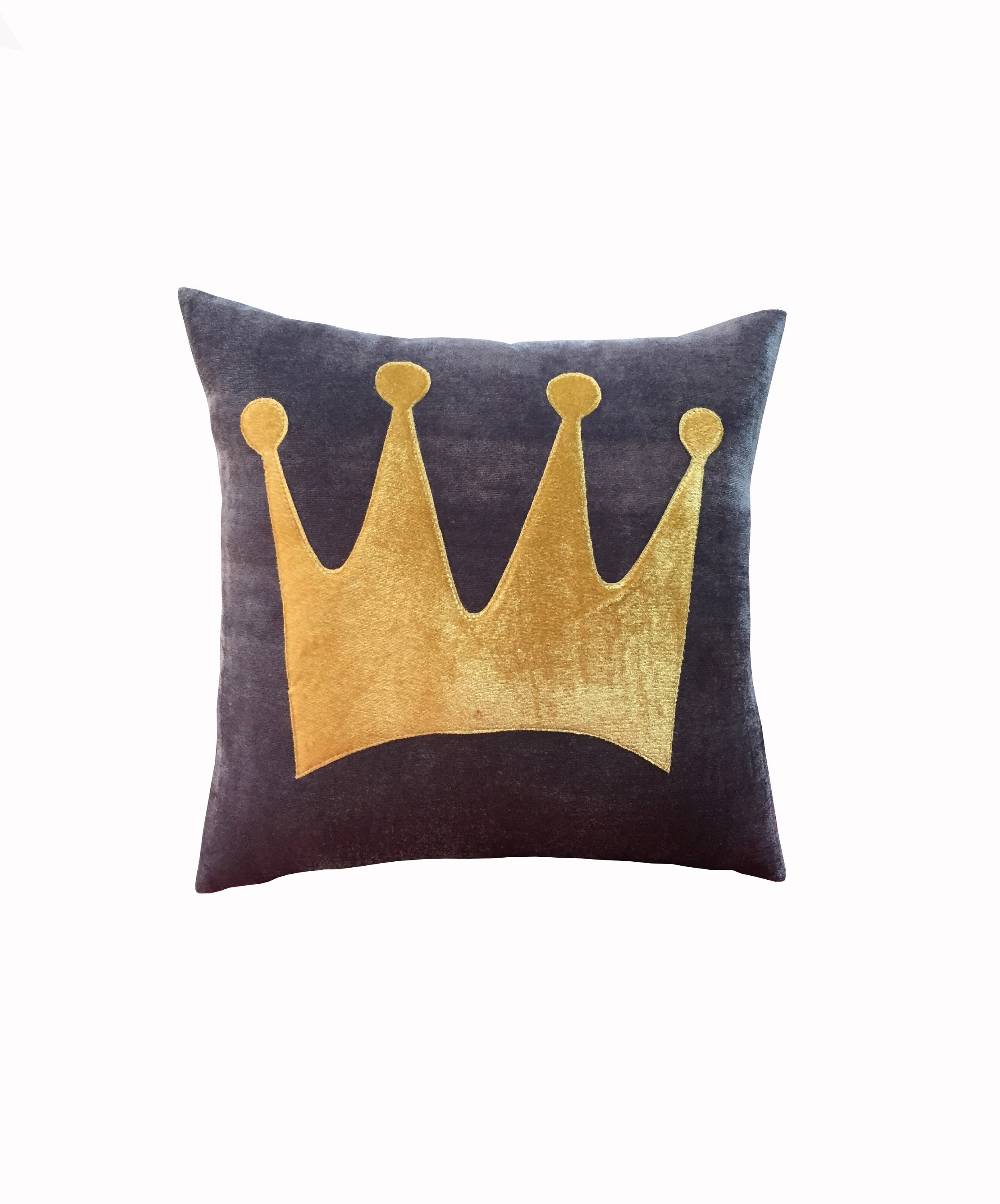 King Crown Throw Pillow Grey Velvet Pillow Cover Sofa Etsy UK