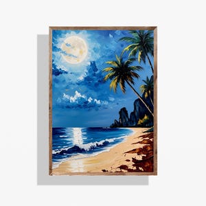Thailand Beach Nightlife Wall Art Digital Download, Island Coastal Decor Printable Travel Poster for Instant Home Decor