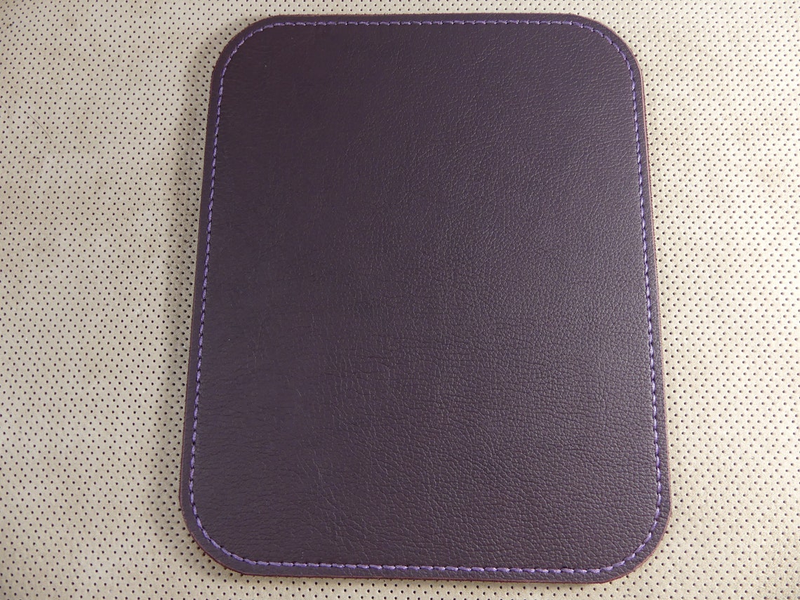 Oversized Purple Leather Mouse Pad, Suede Bottom, Purple Leather