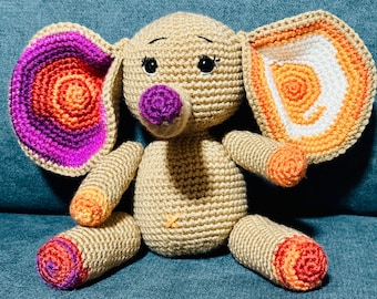 Crochet Elephant Plushie, Crochet Elephant Plush, Crochet Elephant Amigurumi, Crochet Elephant, Crochet Elephant Doll