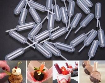 ULTECHNOVO Cupcake Pipettes 150 Pcs Mini Plastic Pipettes for Chocolate Cupcakes Strawberries Injector Plastic Squeeze Transfer Pipettes Heart Flowers Standard Star