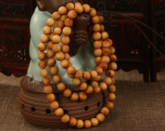 Meditation Chrysoprase Marker Beads Green Gold Copper Bornite Pendant Prayer Tibetan Bornite Stone 108 Sandalwood Bead Mala Zen Style