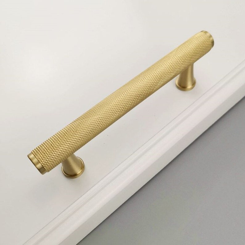 Knurled Kitchen Handles Brass Gold Door Handles Knurled Etsy