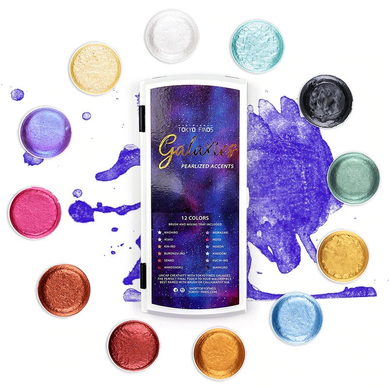 Glitter Watercolor Paint Set With Brush Painting Supplies Etsy