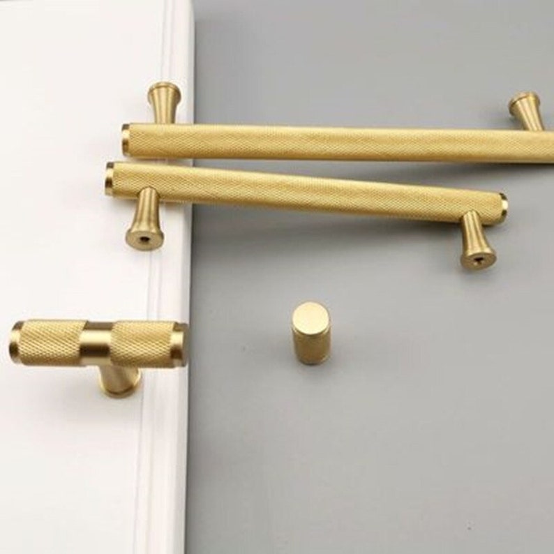 Knurled Kitchen Handles Brass Gold Door Handles Knurled Etsy