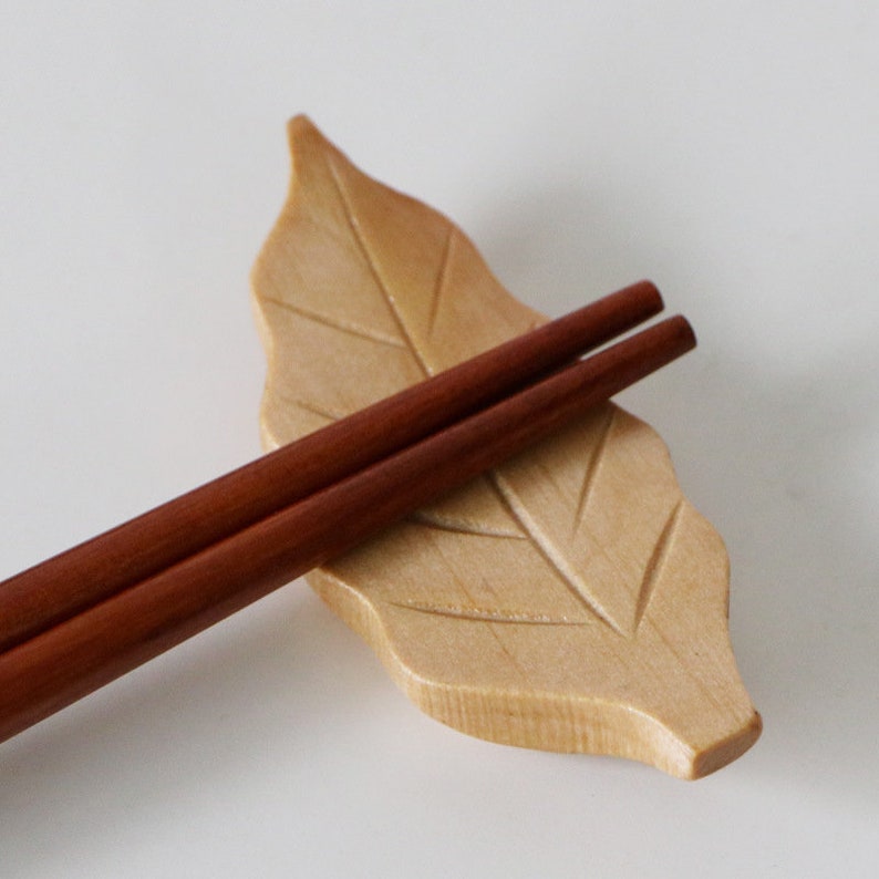 Leaf Chopstick Rest Wooden Chopstick Holder Cute Japanese Etsy