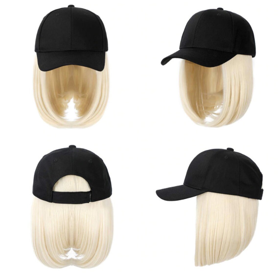 Hat Wig Hat With Straight Hair Attached Chemo Hat with Etsy