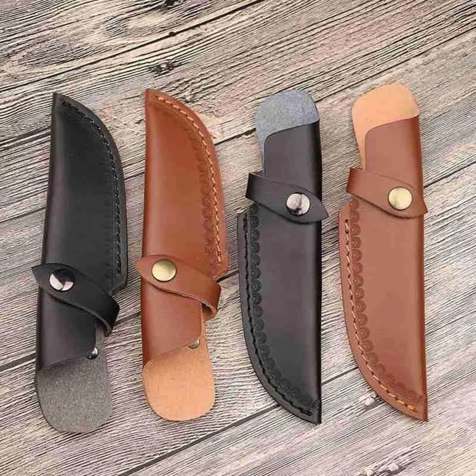 Leather Knife Sheath Vertical Knife Sheath With Snap Buckle Etsy