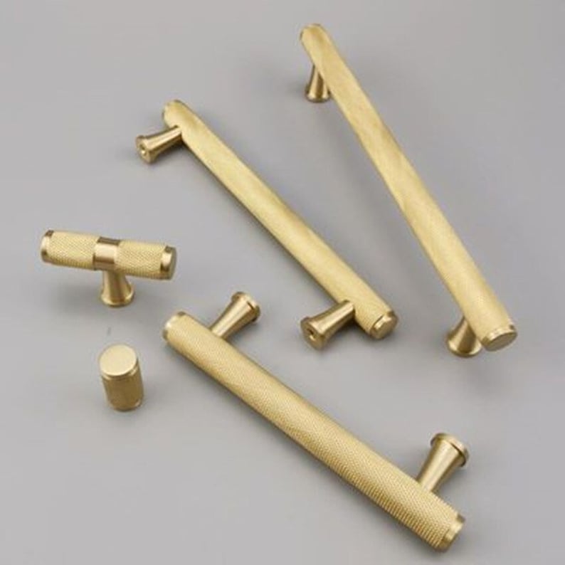 Knurled Kitchen Handles Brass Gold Door Handles Knurled Etsy