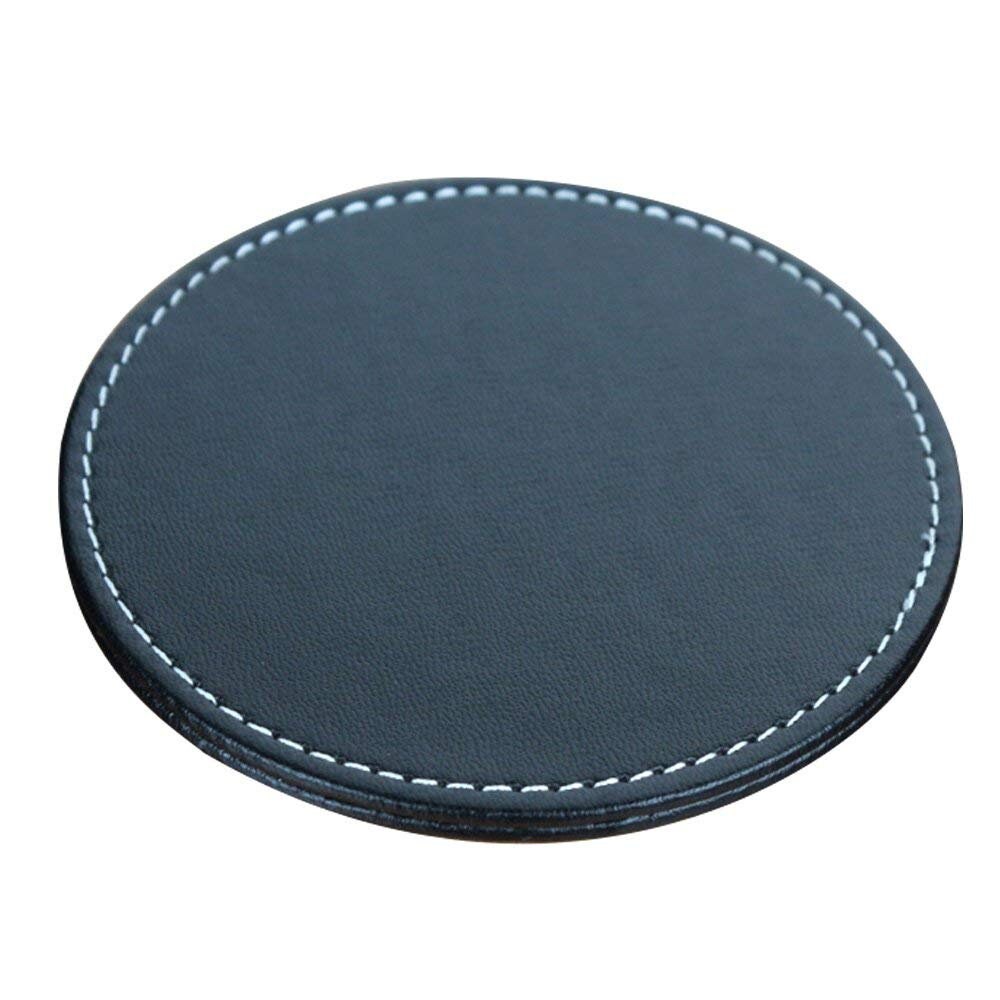 Leather Coaster Black Round NonSlip Kitchen Dining Decor Etsy