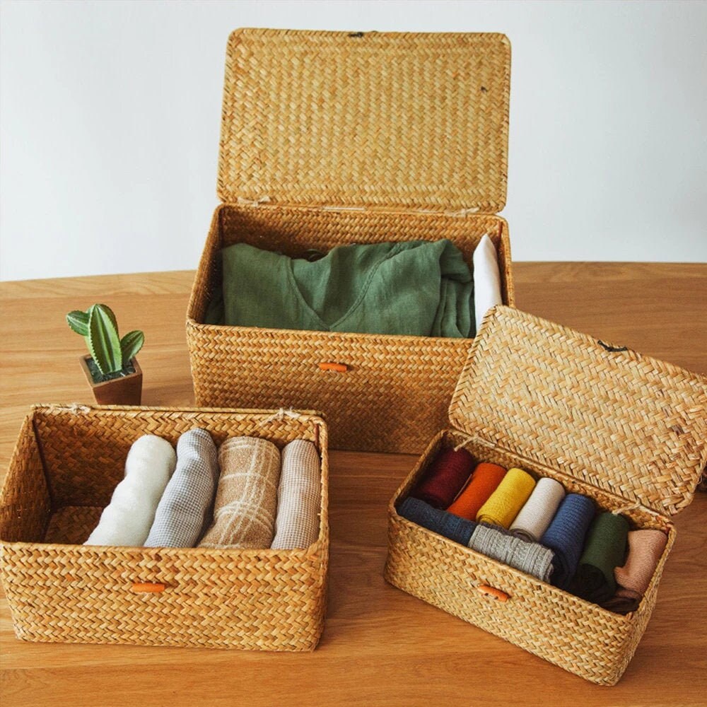 Seagrass Basket Rattan Storage Box Storage Chest Woven Etsy