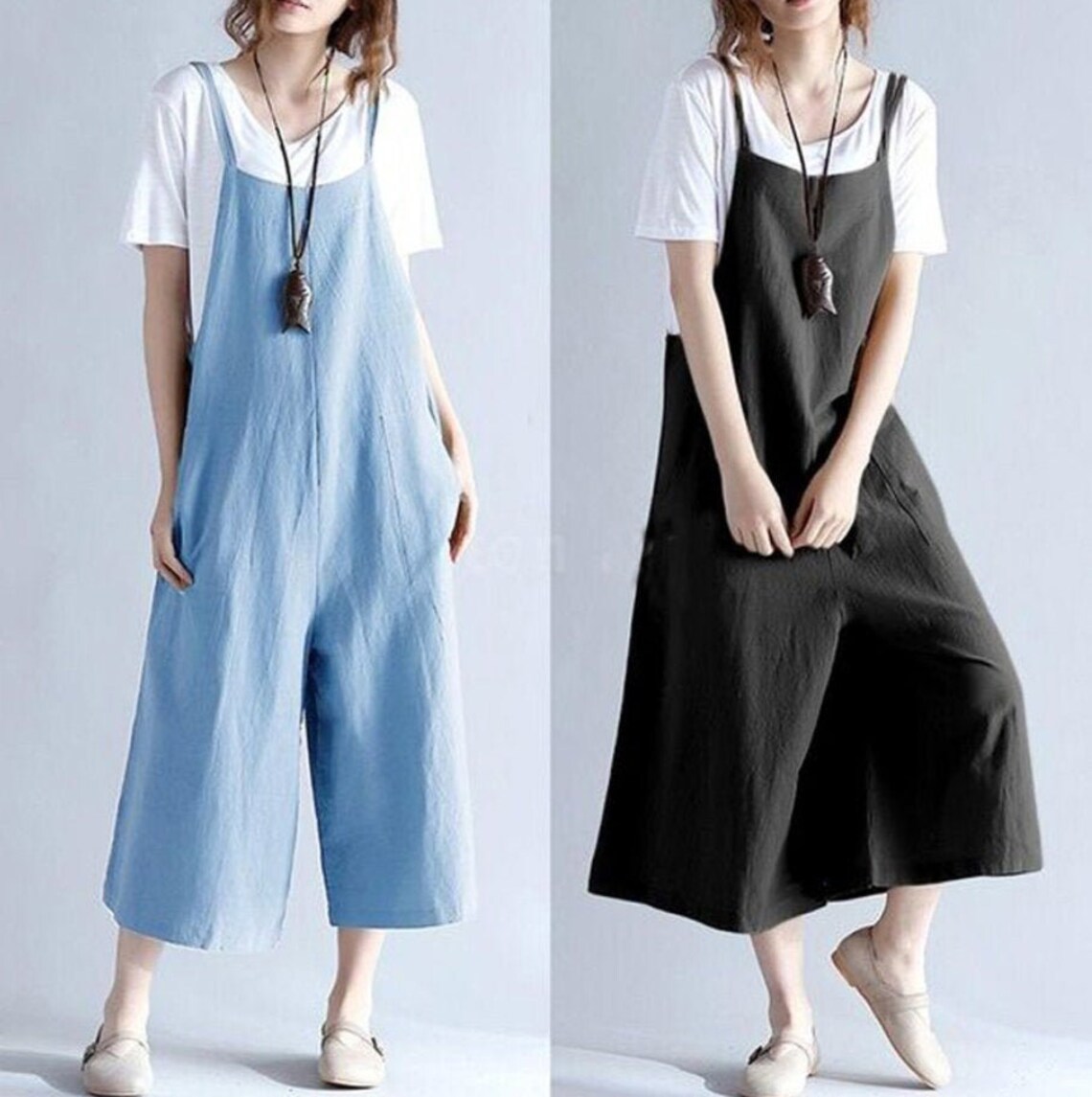 Womens Loose Fitting Minimalist Elegant Cotton Overalls With Etsy