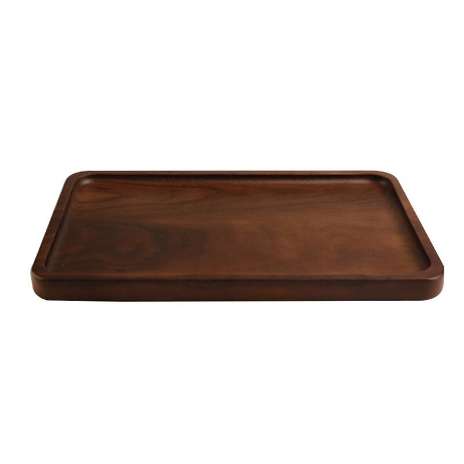 Wooden Snack Tray Round Edged Tray Rustic Walnut Wood Etsy