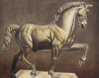 XXL Large oil painting, Leonardo, baroque horse, 160 x 137 cm