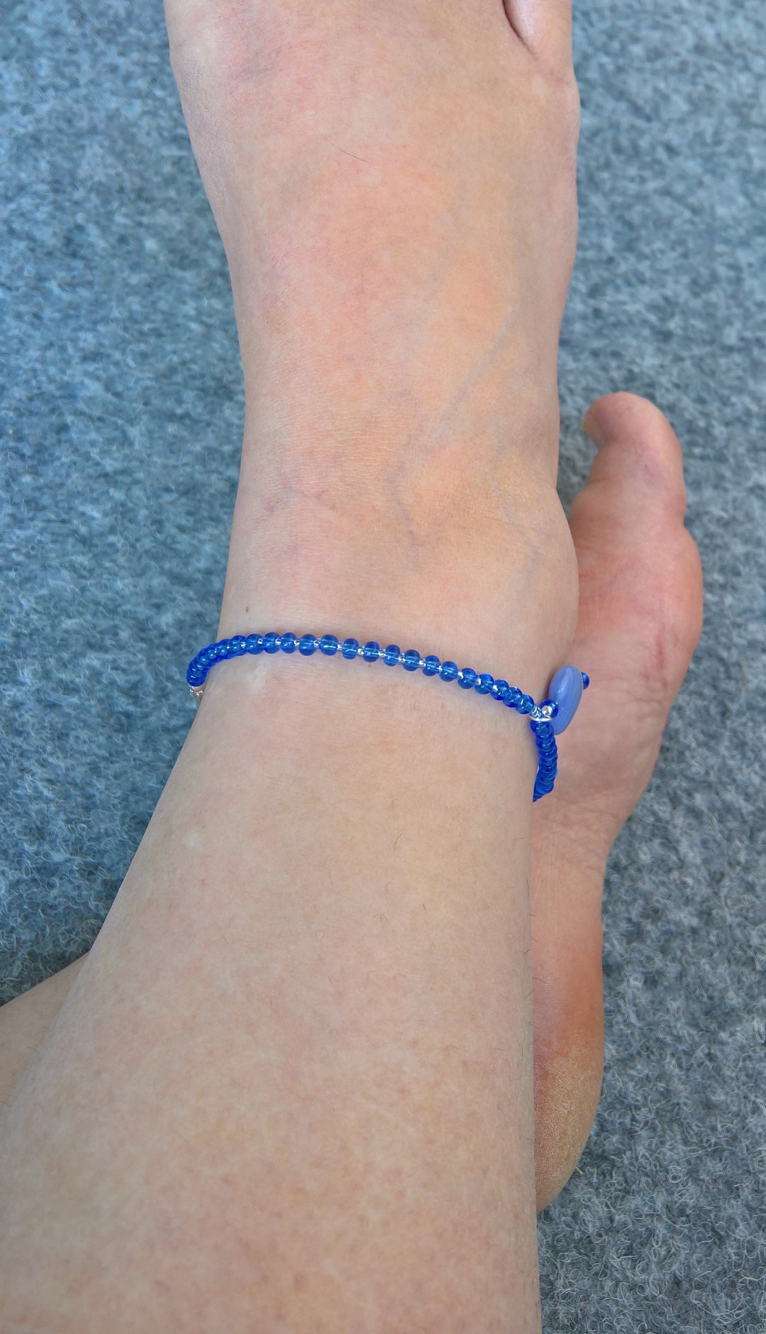 Glass Bead Anklet, Adjustable Length Various Colours Etsy