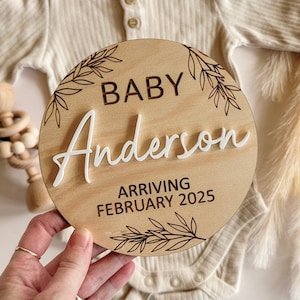 Pregnancy Announcement Plaque with Acrylic Name | Personalised Pregnancy Announcement Sign | Baby Wooden Sign | Wooden Plaque