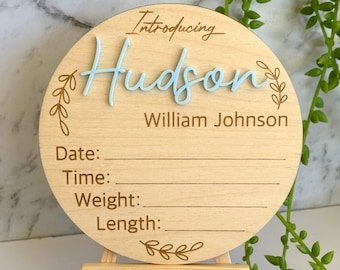 Birth Announcement Plaque | Personalised Baby Announcement Sign | Wooden Sign | New Baby