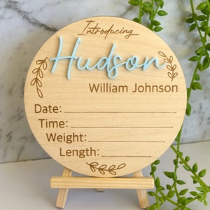 Birth Announcement Plaque | Personalised Baby Announcement Sign | Wooden Sign | New Baby