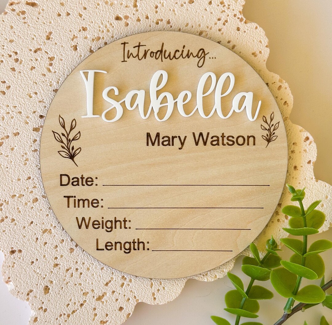 Birth Announcement Plaque | Personalised Baby Announcement Sign ...
