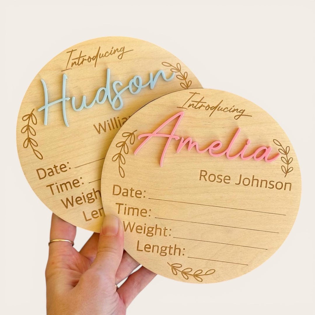 Birth Announcement Plaque | Personalised Baby Announcement Sign ...