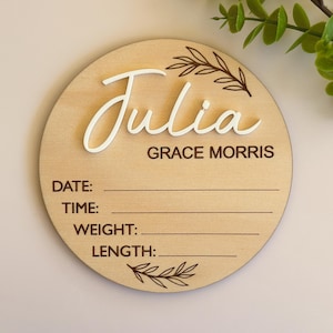 Birth Announcement Plaque | Personalised Baby Announcement Sign | Wooden Sign | New Baby