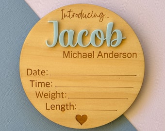 Birth Announcement Plaque | Personalised Baby Announcement Sign | Wooden Sign | New Baby